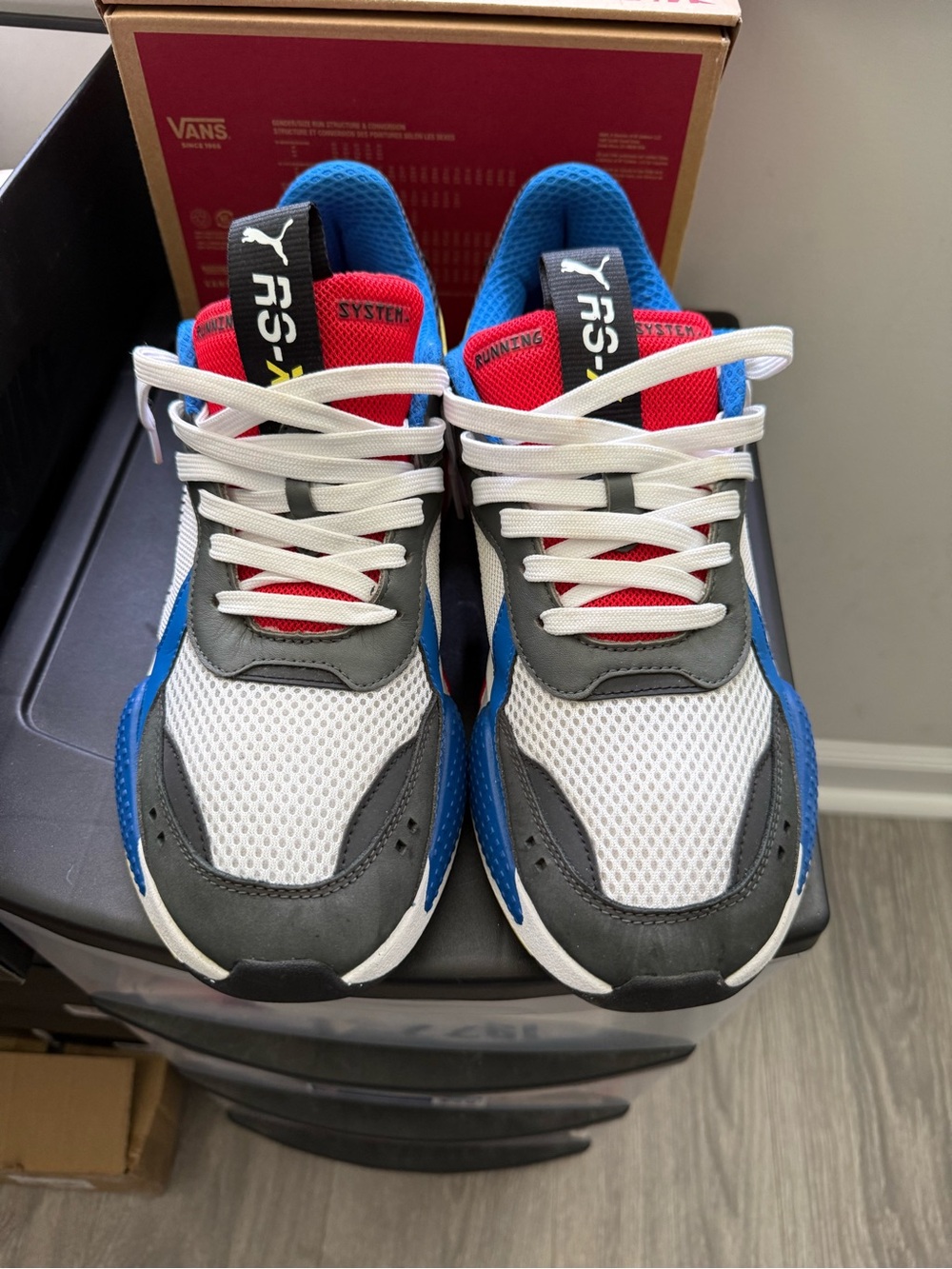 Puma Men's Athletic Sneakers in White, Blue, Red, and Gray